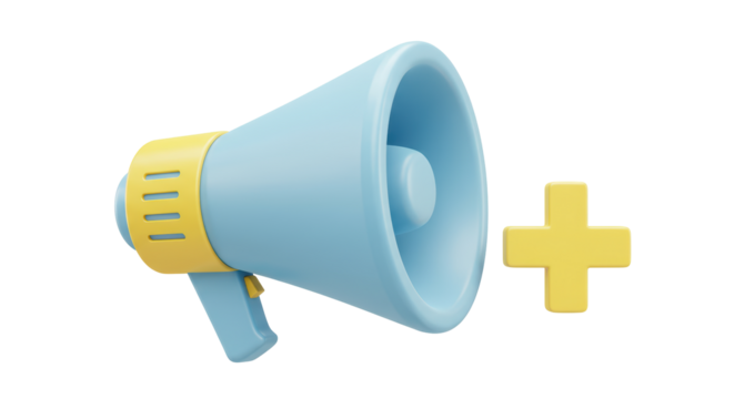 Isolated Megaphone with Plus Sign