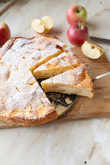 Delicious  apple quark cake fresh and homemade baked. 