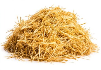 Pile of straw isolated on white