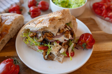 Döner kebab fresh and homemade cooked on plate