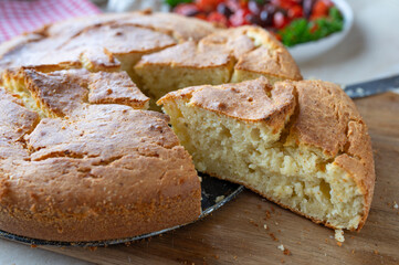 Greek flatbread Tirópita chorís phíllo with feta cheese, fresh and homemade baked
