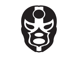 Vector isolated one single mask wrestling wrestler mexican fights without rules colorless black and white outline silhouette shadow shape stencil solid black