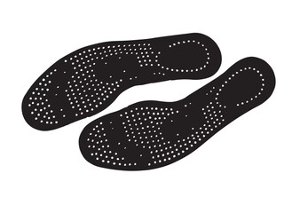 Vector isolated two pair couple insoles for shoes  colorless black and white outline silhouette shadow shape stencil solid black