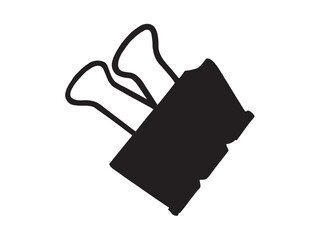 Vector isolated one single stationery metal paper clip  colorless black and white outline silhouette shadow shape stencil solid black