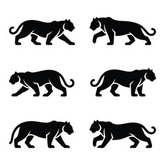 Tiger and Panther Walking Icons - Wild Animal Graphics