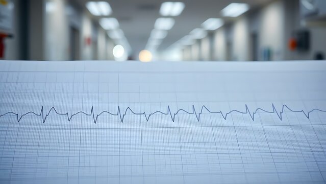 Detailed ECG reading in a clinical setting showcasing heart activity for medical analysis.