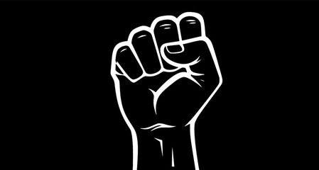 Black fist symbol representing solidarity, unity, defiance, or resistance, empowerment