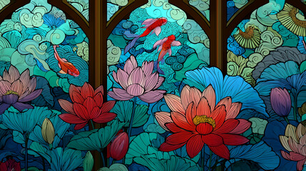 Japanese Stained Glass Backgrounds