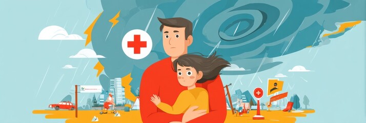 Fototapeta premium Creating a Family Emergency Plan for Safety During Disasters in Various Situations Like Storms and Medical Emergencies