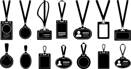 Collection of Black and White Badges and Lanyards Identification Set
