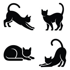 Cat Silhouette Clipart Collection – 5 Playful and Elegant Cat Poses in Black