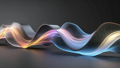 Abstract Holographic Data Stream with Colorful Waveforms on a Dark Background