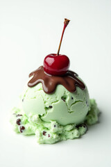 A scoop of creamy pistachio ice cream