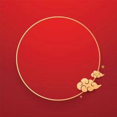 Happy Chinese new year 2026. Chinese new year banner for show product. Greeting card. China frame with lantern on red background.