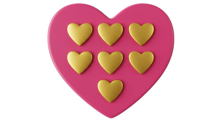 Isolated Heart Shape with Golden Hearts