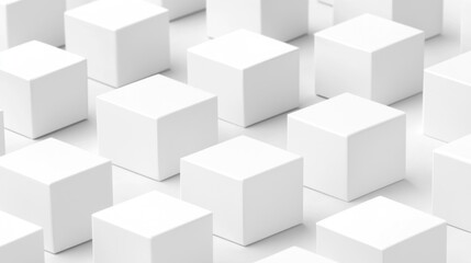 Obraz premium A repeating pattern of uniformly sized, off-white cubes arranged in a staggered grid on a light surface, creating a minimalist and clean aesthetic