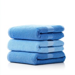 Soft and Cozy Blue Towels Stacked Neatly for Home and Hospitality Use