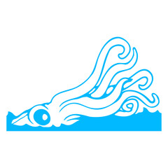 Octopus water surface tentacle attack sea monster Isolated Vector Graphic Design Illustration
