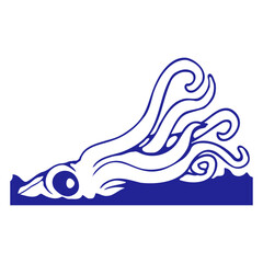 Octopus water surface tentacle attack sea monster Isolated Vector Graphic Design Illustration
