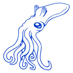 Octopus Cuttlefish Cephalopod Giant Squid Monster Isolated Vector Graphic Design Illustration
