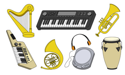Set Of Music Instrument Illustration