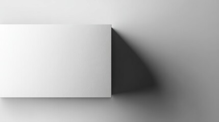 White rectangular box casting a shadow on a white surface minimalist design.