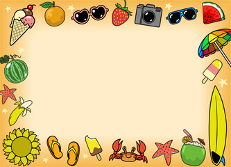 Summer Background Design with Summer Object in Retro Style