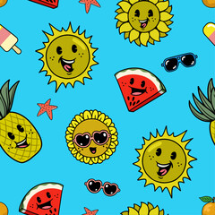 Summer Element Seamless Pattern Design Illustration