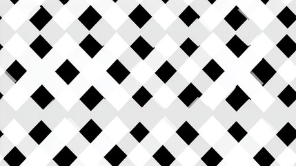 Monochrome Geometric seamless pattern with Black and White Diamonds Interlaced in a Modern Design