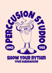 T-Shirt Design of Vintage Conga Drum Illustration