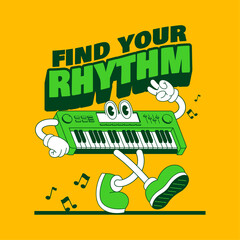 T-Shirt Design of Vintage Piano Cartoon Illustration
