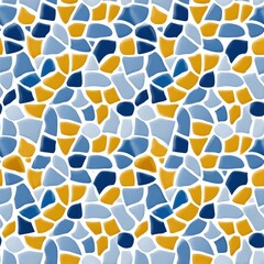 Obraz premium Colorful Mosaic seamless pattern Featuring Blue, Yellow, and White Tiles for Background Design
