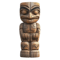 Ancient tiki totem statue isolated on white, ideal for heritage, history, and exotic decor themes
