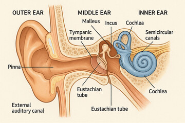 Illustration anatomy human ear