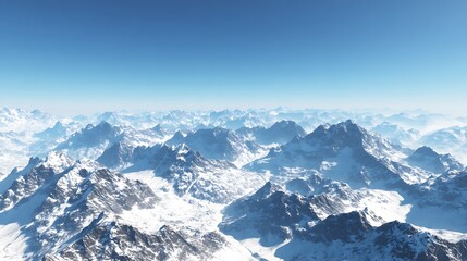 Snowy mountain range beneath a clear sky