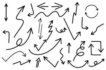 Hand drawn arrow icon set. Simple arrow vector icons. Arrow line design for business plan and education. Vector illustration design