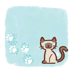 猫と手描き風のフレーム素材、手描き風、ベクター、イラスト