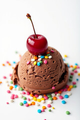 A scoop of creamy chocolate ice cream