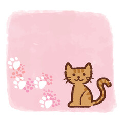 猫と手描き風のフレーム素材、手描き風、ベクター、イラスト