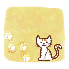 猫と手描き風のフレーム素材、手描き風、ベクター、イラスト