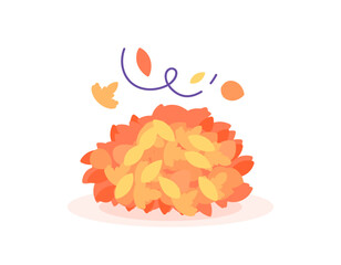 illustration of pile of leaves. foliage. fall leaves. orange leaves. autumn theme elements or assets. flat style design