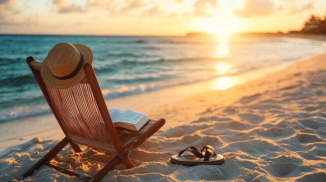 beach chair on the beach - Powered by Adobe