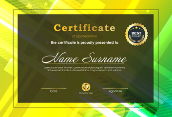 Certificate Of Achievement Award Template Design.