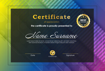Certificate Of Achievement Award Template Design.