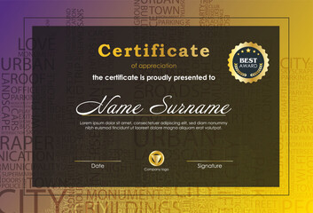 Certificate Of Achievement Award Template Design.