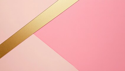 Abstract Geometric Design With Gold Ribbon On Pastel Pink Background
