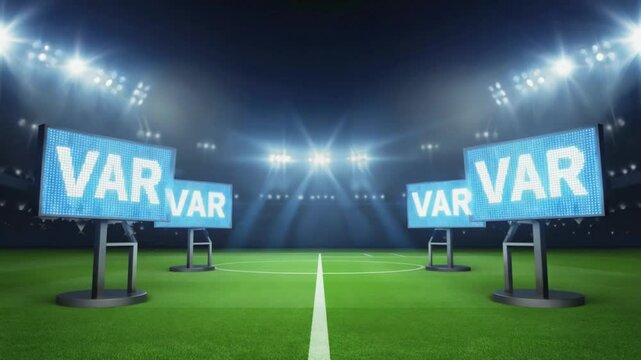 VAR monitor on the pitch.