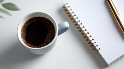 Businessman desk with planner and coffee mug mockup on white