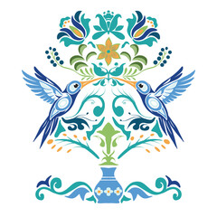 Humming Birds and floral for printing design