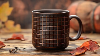 cup of tea with autumn leaves